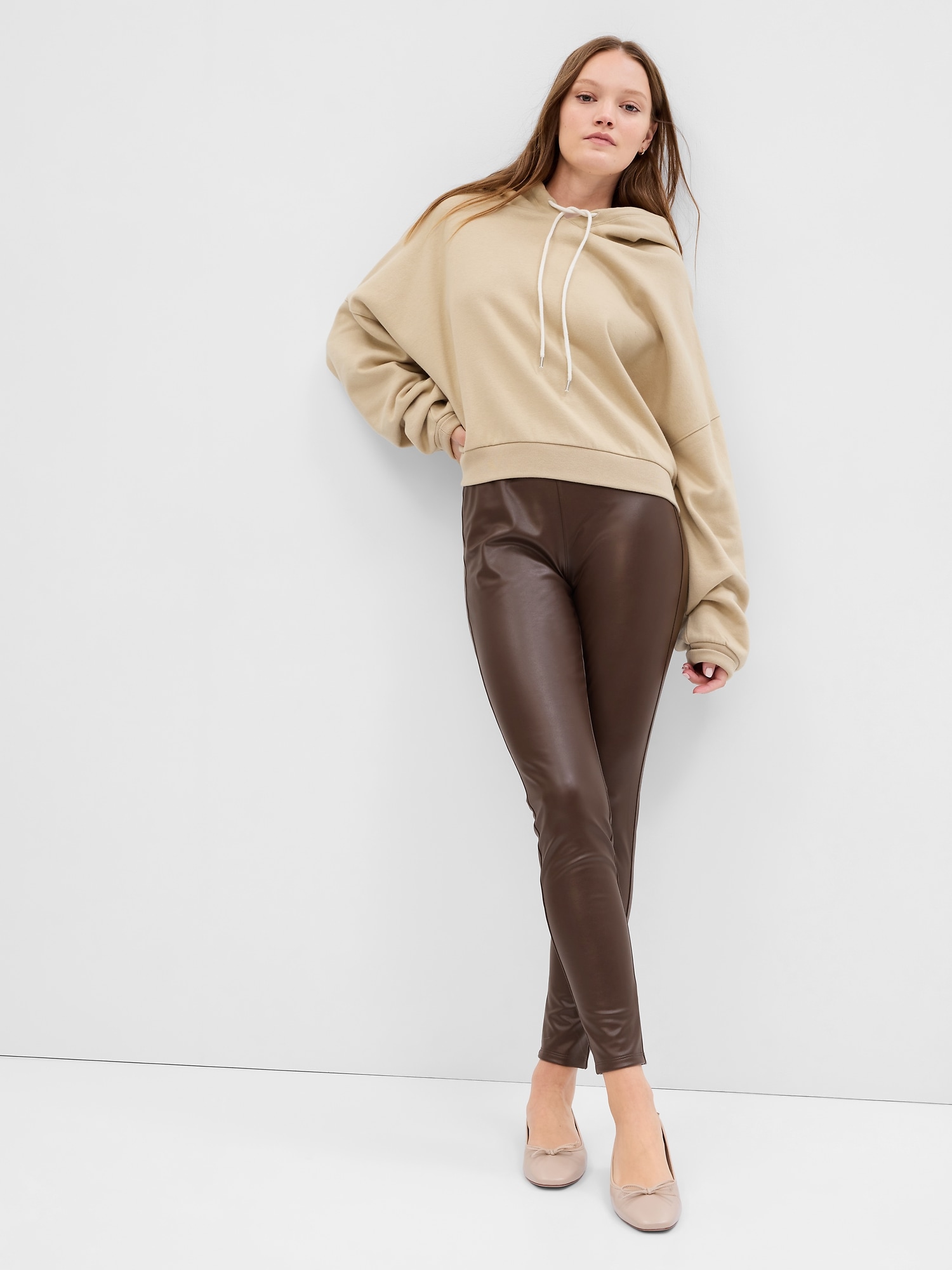 Buy N Gal Brown Leather Look Leggings - Leggings for Women 5617067 | Myntra