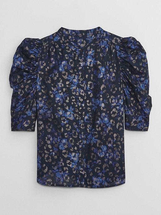 Image number 3 showing, Voile Print Puff Sleeve Shirt