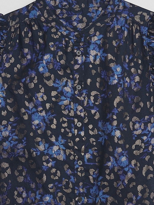 Image number 4 showing, Voile Print Puff Sleeve Shirt