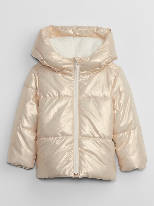 Image number 1 showing, babyGap ColdControl Max Cropped Sherpa Puffer Jacket
