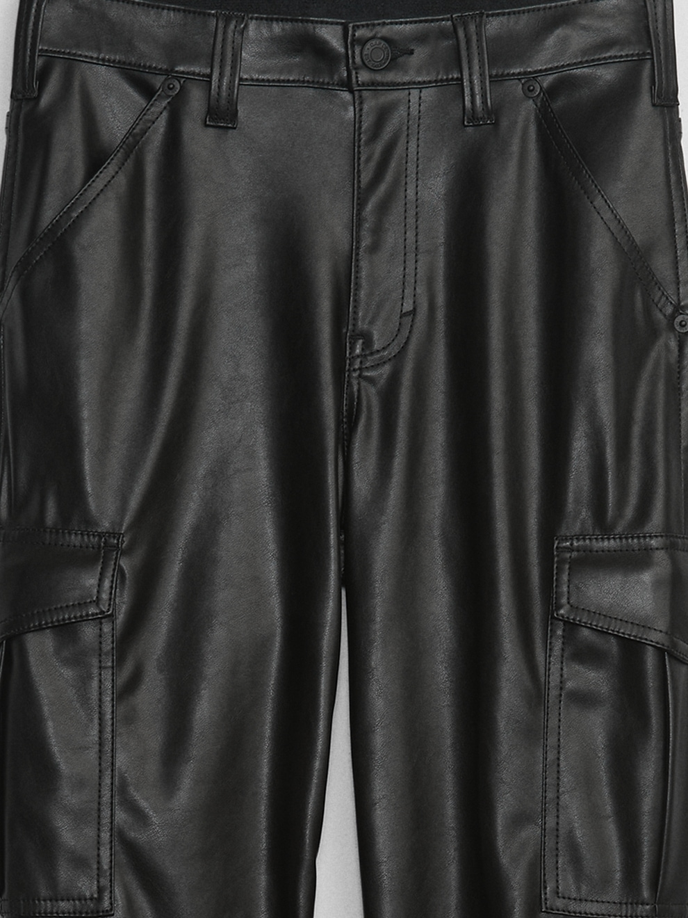 Mid-rise leather cargo pants