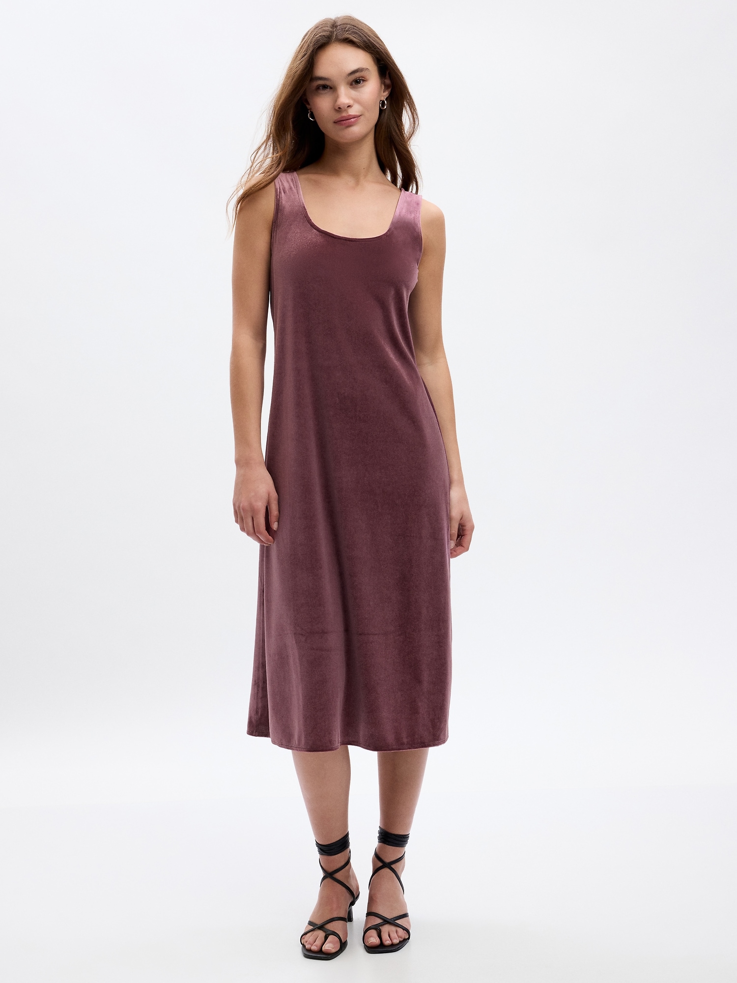Fitted Velour Slip Midi Dress | Gap Factory