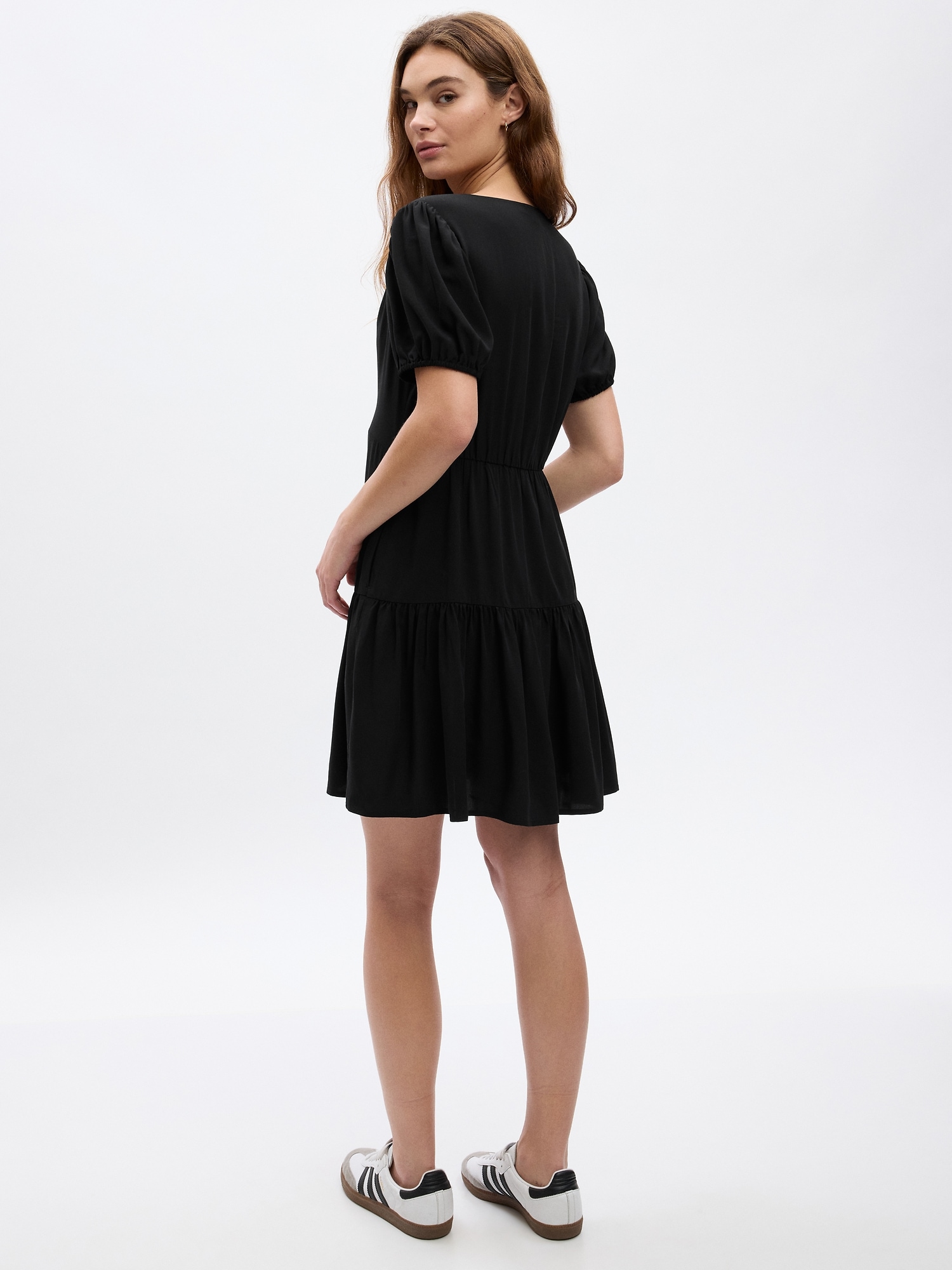 Puff Sleeve V-Neck Mini Dress | Gap Factory