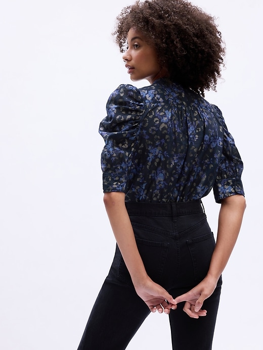Image number 2 showing, Voile Print Puff Sleeve Shirt