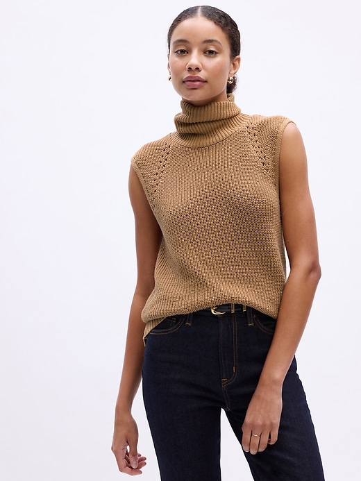 Image number 1 showing, Sleeveless Turtleneck Sweater Vest