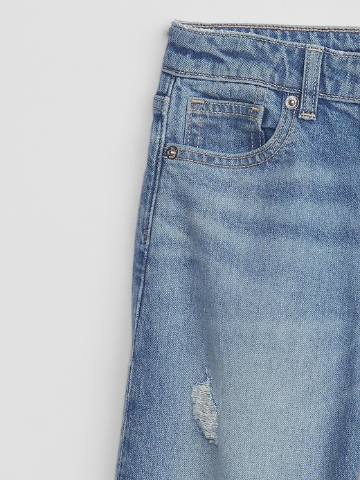 Image number 3 showing, Kids High Rise Distressed Wide-Leg Ankle Jeans