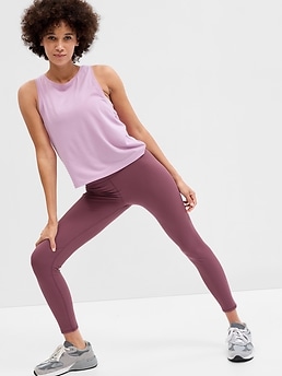 ALLBRAND365 Designer Womens Activewear High-Rise Side-Pocket Cropped  Leggings Color Rosetta Size Medium