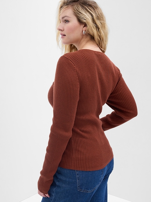 Image number 6 showing, Ribbed Sweetheart Sweater