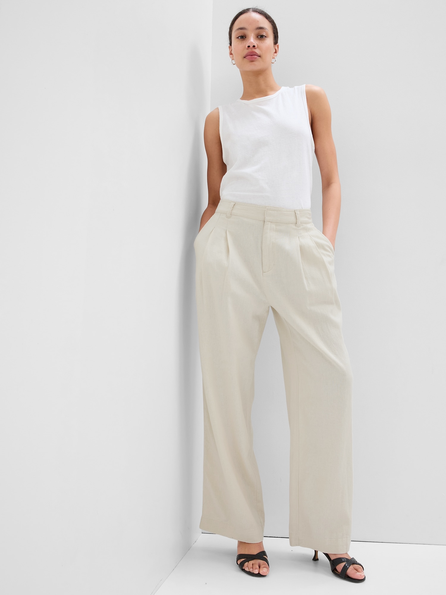 Linen Print Easy Pants | Gap Factory