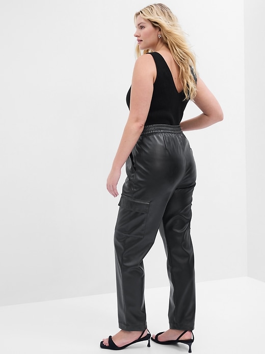 Image number 4 showing, Mid Rise Easy Vegan-Leather Cargo Pants