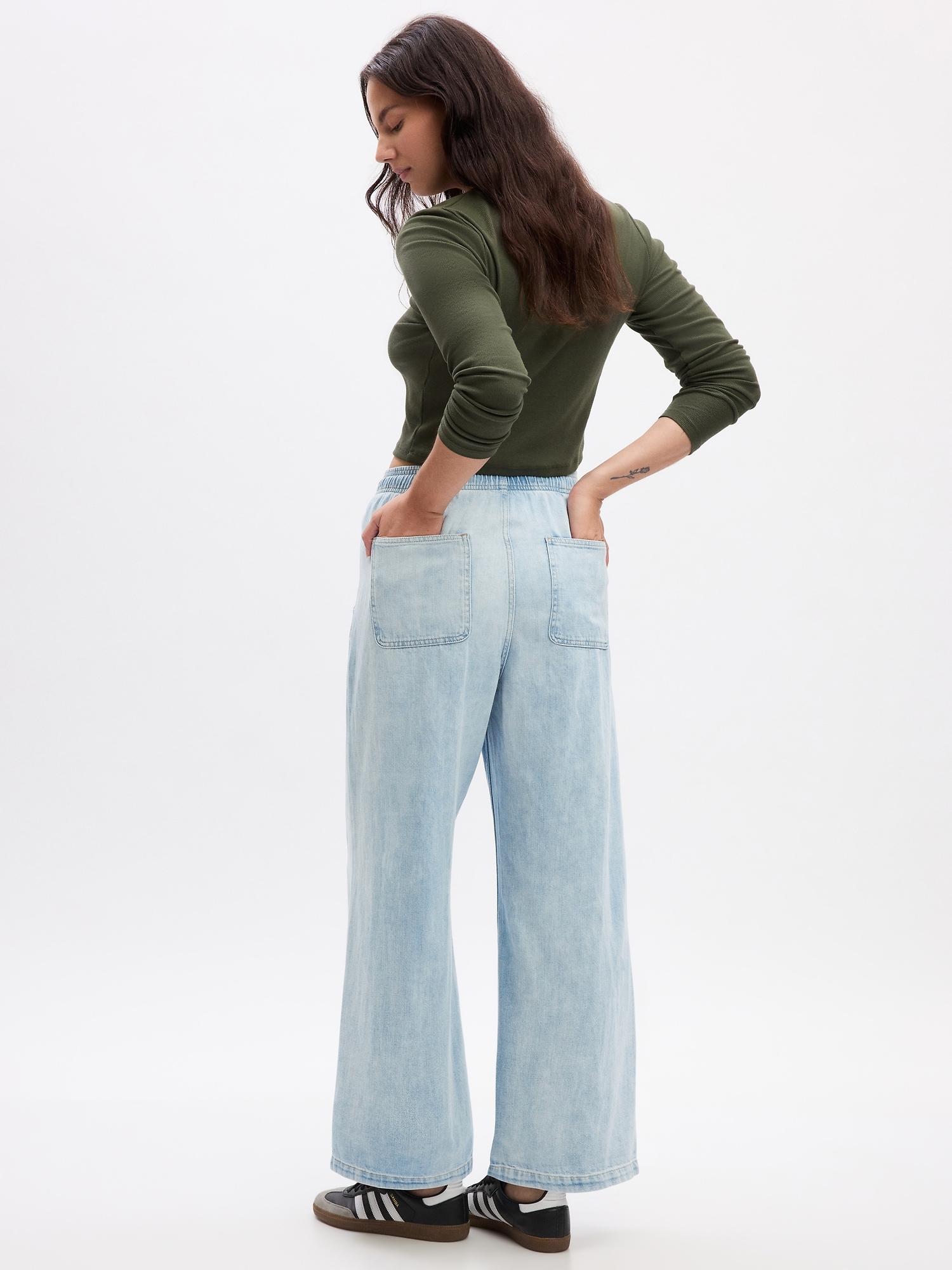 Avenue Blue Denim Pull On Jeans Elastic Back Front Rear Pockets 14/16 | eBay