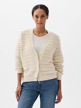 Relaxed Mixed-Stitch Cardigan | Gap Factory