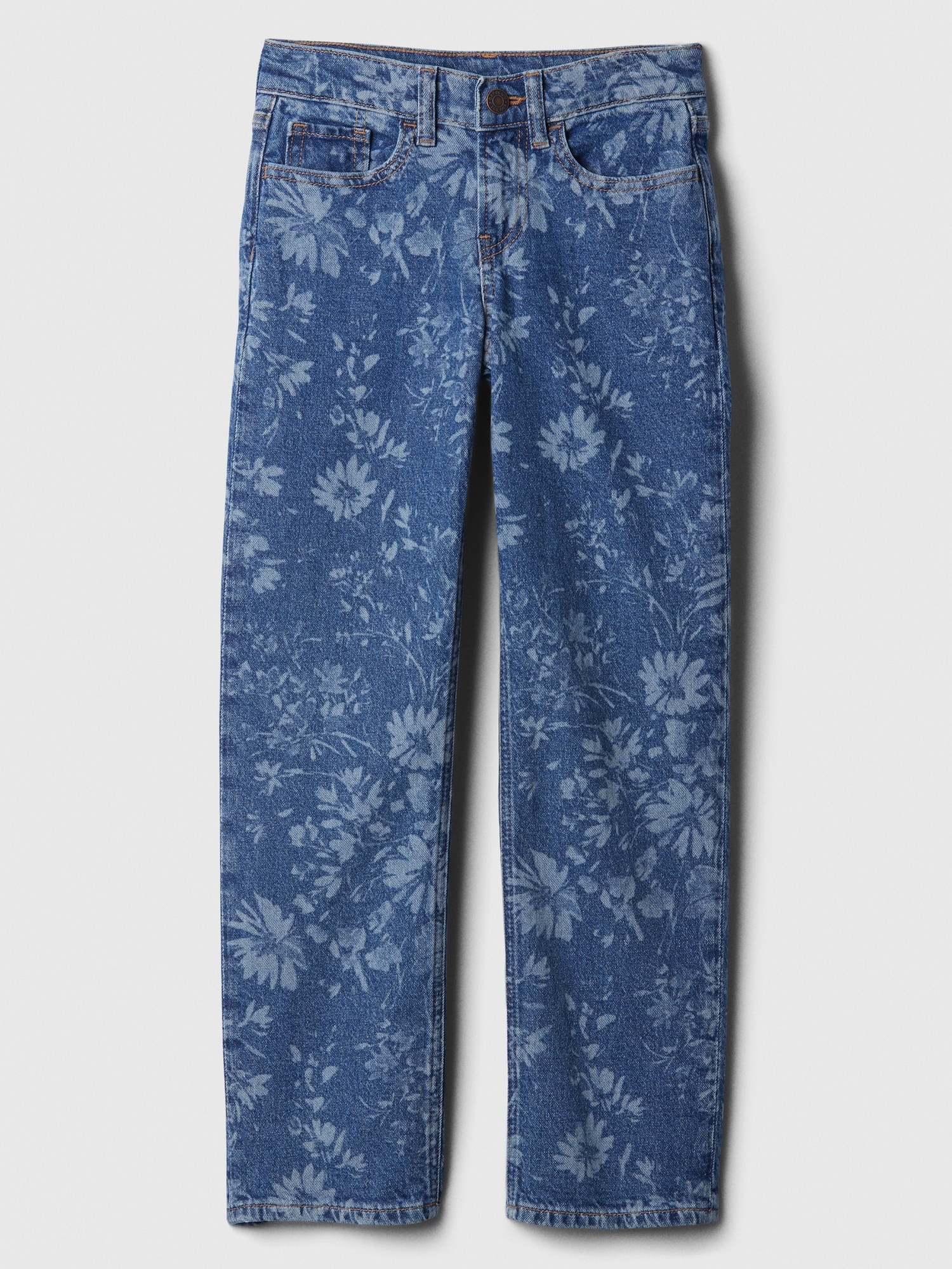 Kids Mid Rise Straight Print Jeans with Washwell