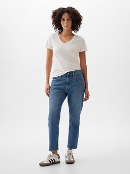 Mid Rise Girlfriend Jeans with Washwell