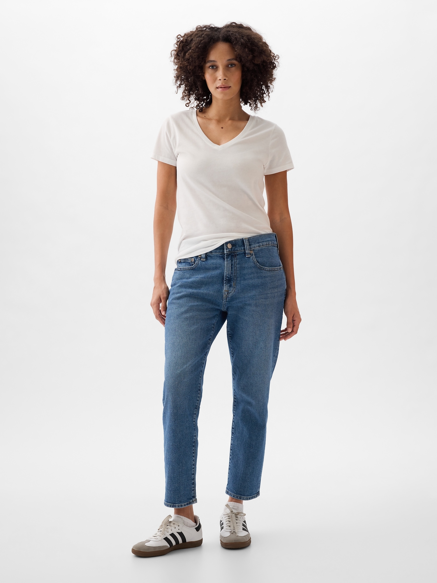 GAP Girlfriend Mid Rise Washwell Jeans Size 24 00P Rinsed Crop Ankle 683389