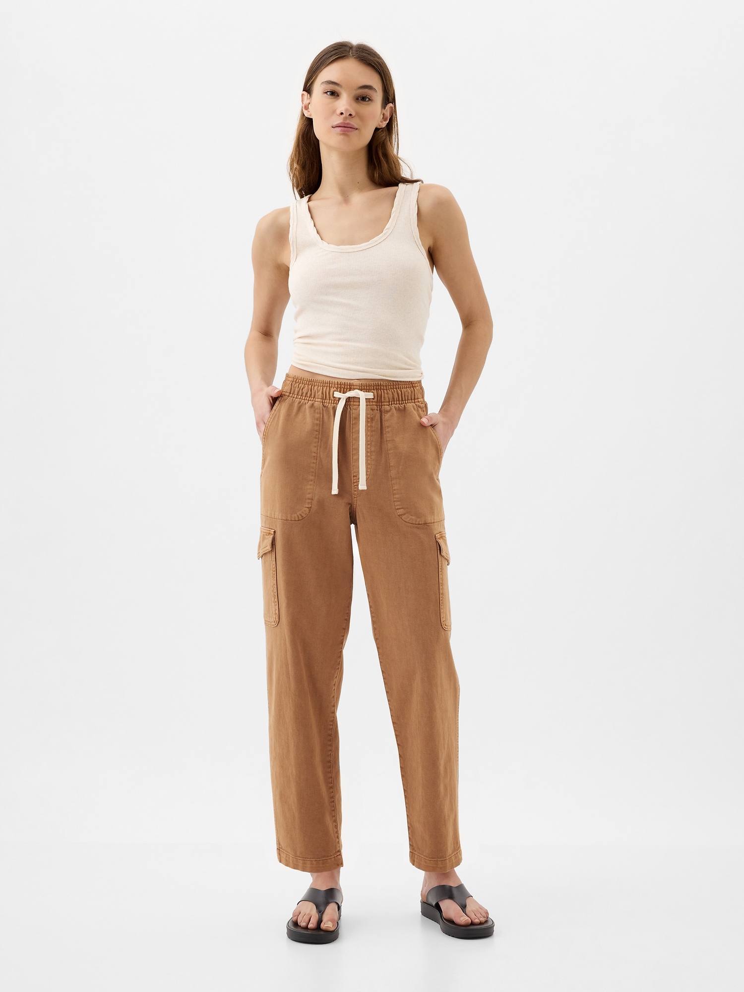 Satin Pleated Cargo Trousers