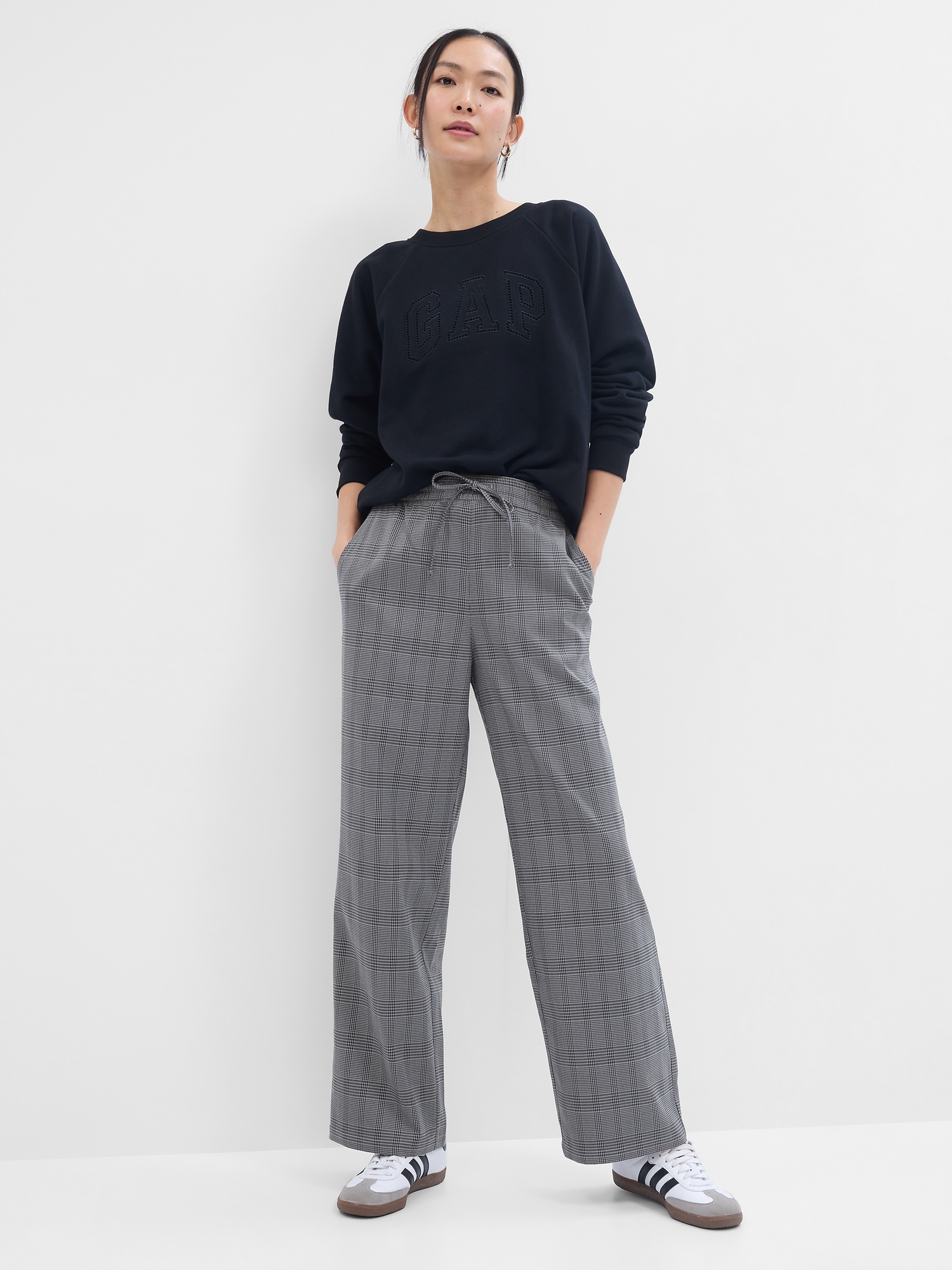 Gap - Blue Wide Leg All Day Wear Trousers Cotton Lycra ® Spandex | SilkRoll