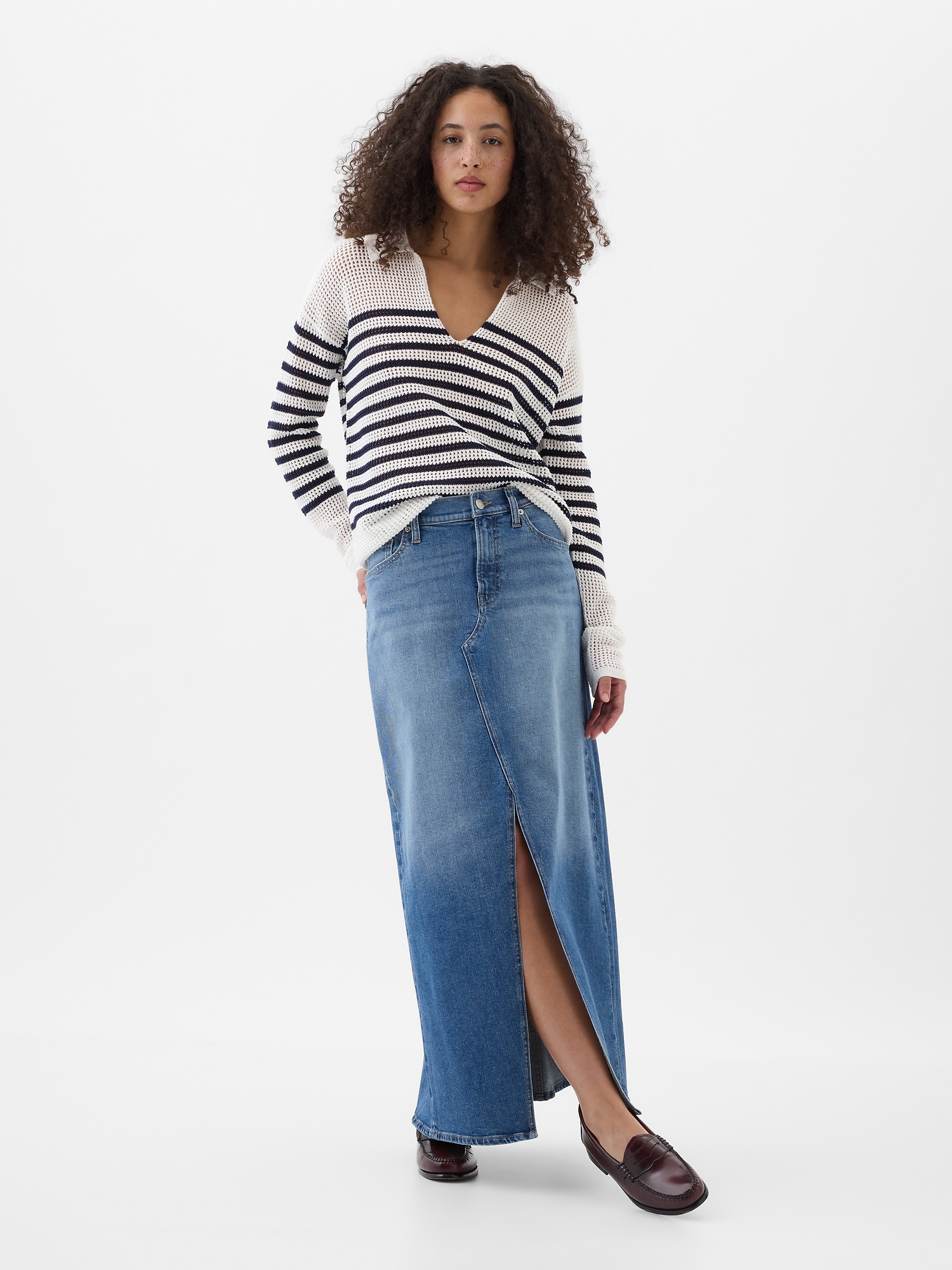 Casual Chic with Gap Long Denim Skirt