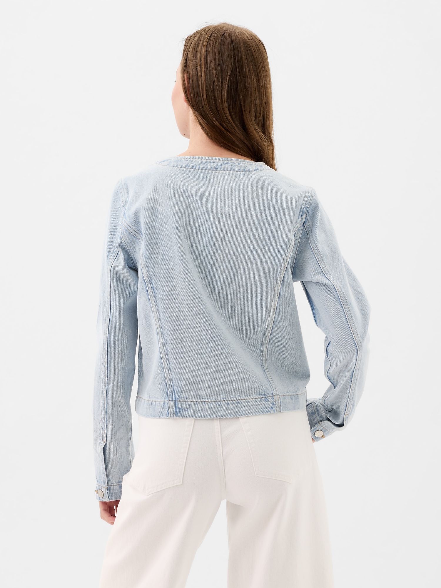 Buy Maison Margiela women blue collarless denim jacket for €665 online on  SV77, S30AM0547/S30561/975
