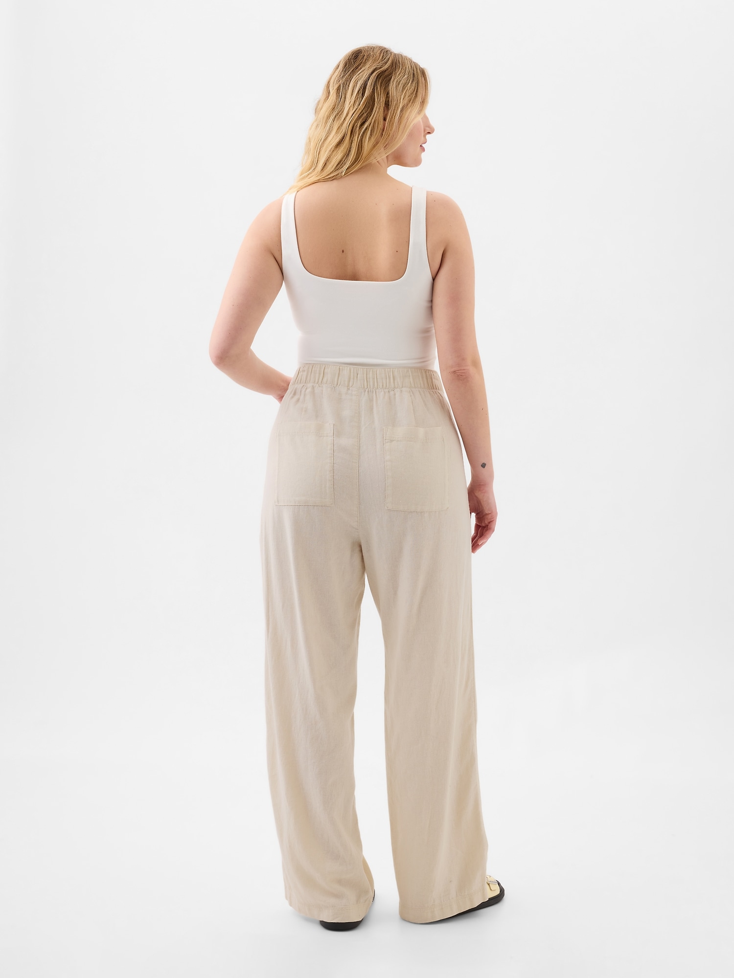 Linen-Blend Wide-Leg Pull-On Pants | Gap Factory