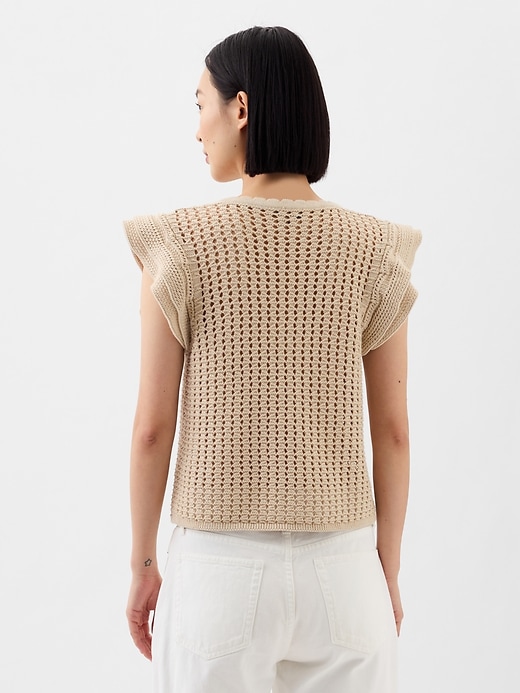 Image number 2 showing, Crochet Flutter Sleeve Top