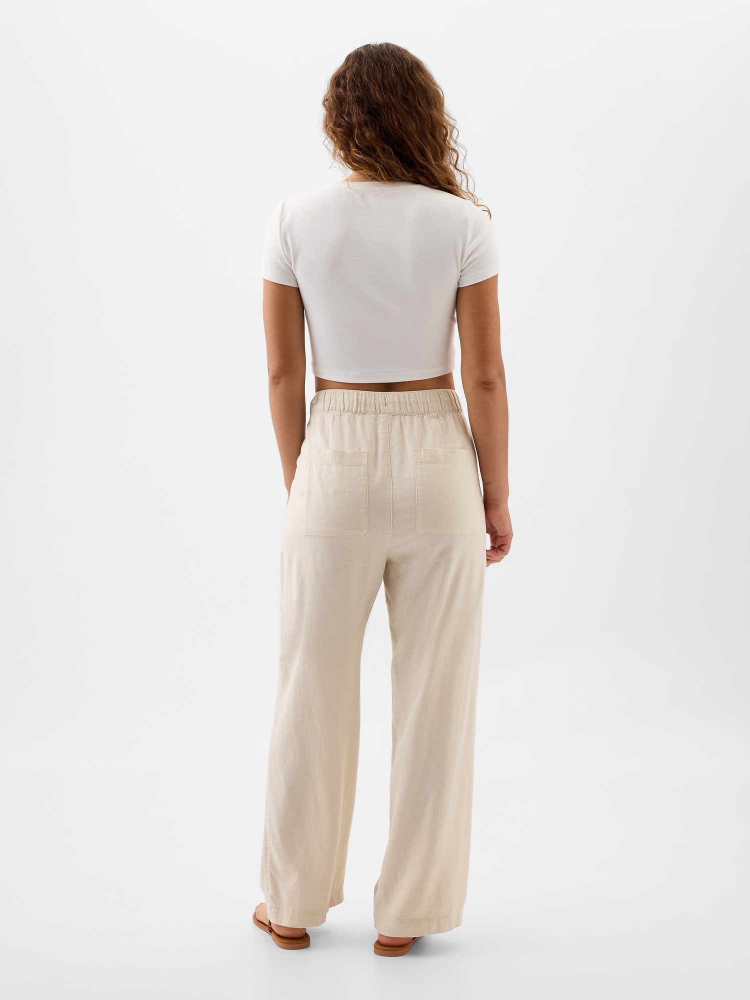 Linen-Blend High-Waist Pull-On Pant in Pants & Shorts