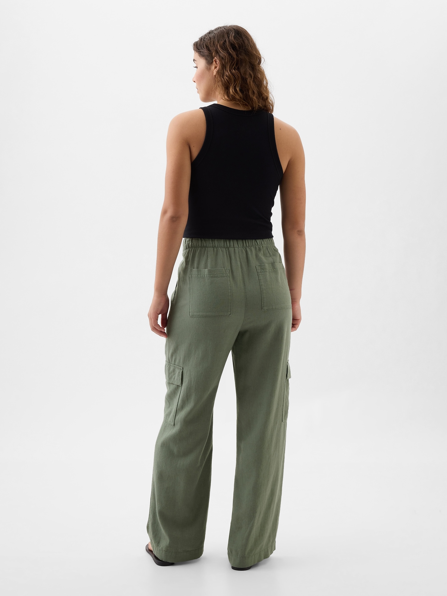 Linen-blend cargo trousers