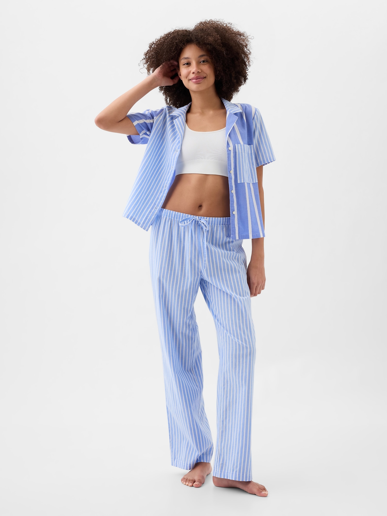Women's Stripe Inset Cropped Pajama Pants, Womens Pants