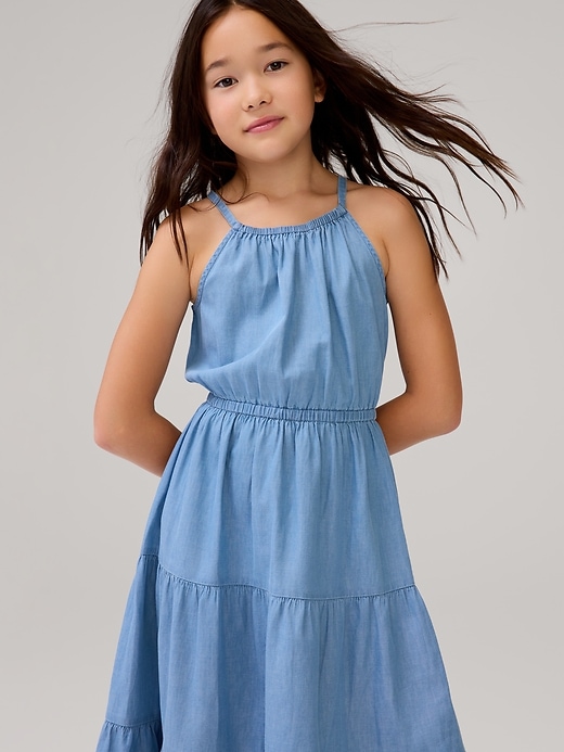 Image number 2 showing, Kids Tiered Eyelet Midi Dress