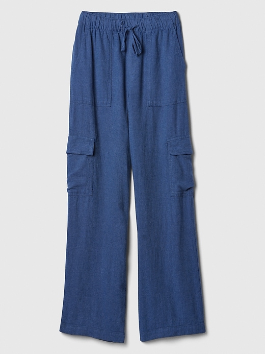 Image number 7 showing, Linen-Blend Wide-Leg Cargo Pull-On Pants