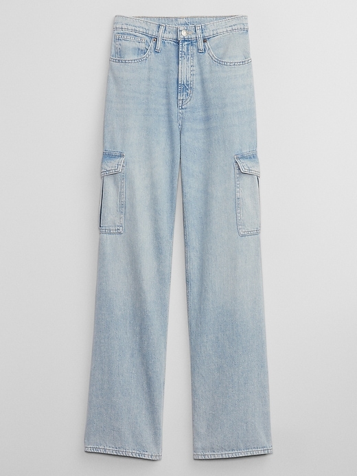 Image number 5 showing, High Rise Wide-Leg Cargo Jeans