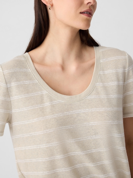 Image number 4 showing, Relaxed Stripe Linen-Blend Scoopneck T-Shirt