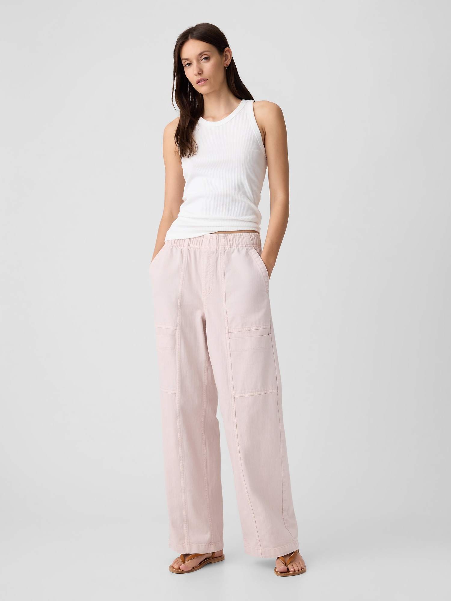 Satin Pleated Cargo Trousers