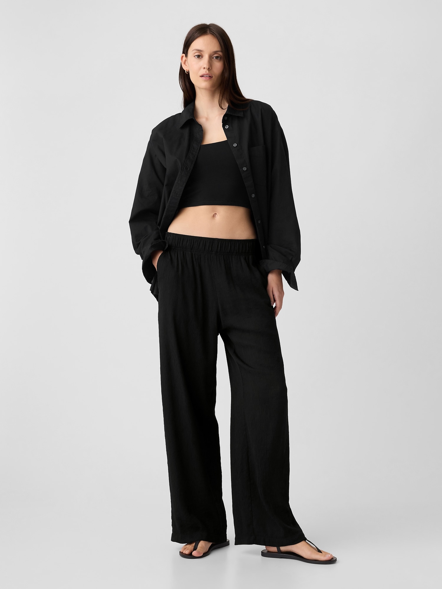 Easy Cotton Drawcord Pant in Black