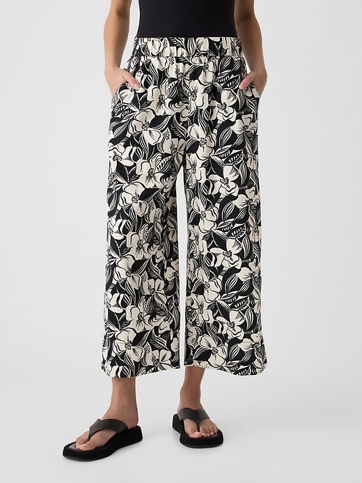 Image number 2 showing, Mid Rise Wide Leg Crop Pull-On Pants