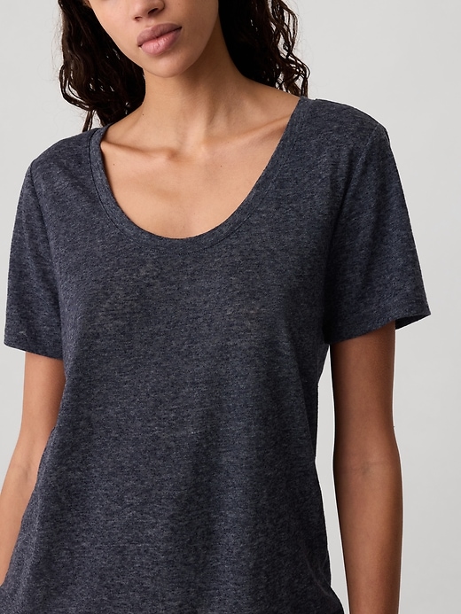 Image number 4 showing, Relaxed Linen-Blend Scoopneck T-Shirt