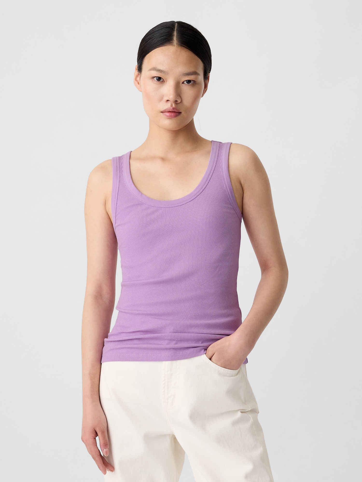 Ribbed Scoopneck Tank Top