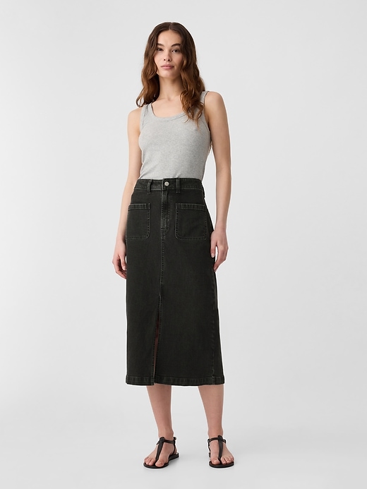 Image number 1 showing, Denim Midi Pencil Skirt