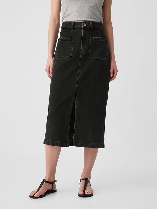 Image number 3 showing, Denim Midi Pencil Skirt