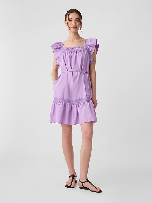 Image number 1 showing, Squareneck Flutter Sleeve Mini Dress