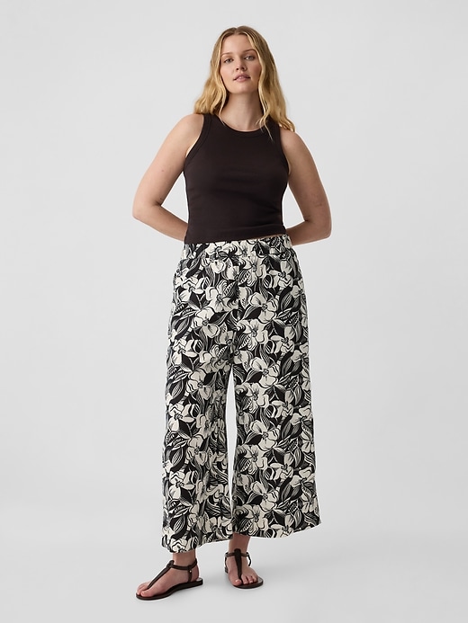 Image number 5 showing, Mid Rise Wide Leg Crop Pull-On Pants
