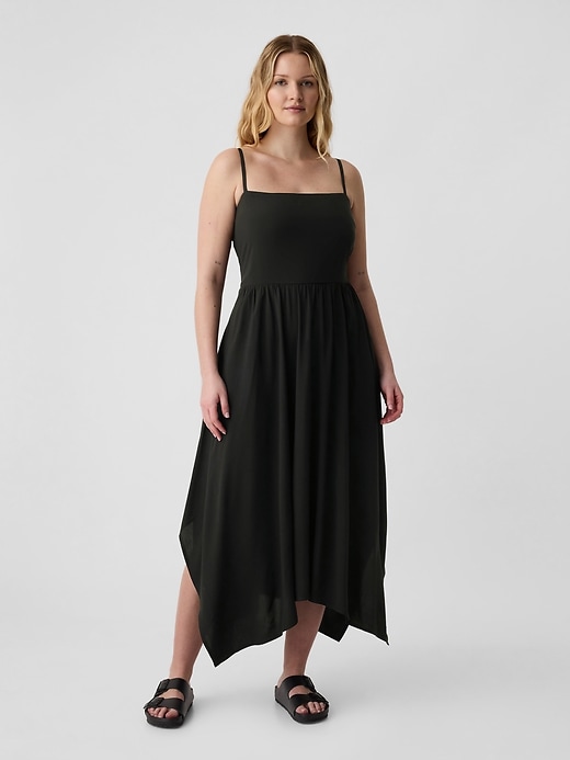 Image number 3 showing, Squareneck Handkerchief Hem Midi Dress