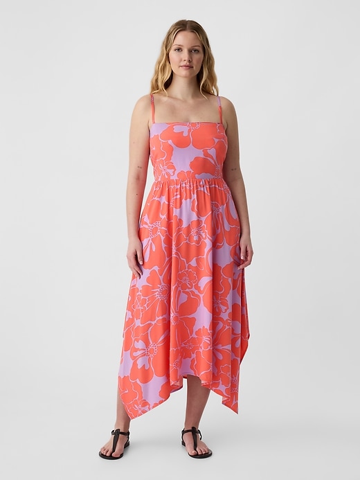 Image number 3 showing, Squareneck Handkerchief Hem Midi Dress