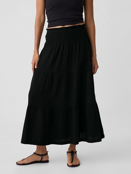 Image number 3 showing, Gauze Smocked Maxi Skirt