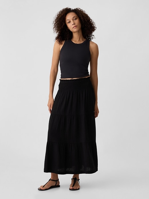 Image number 1 showing, Gauze Smocked Maxi Skirt