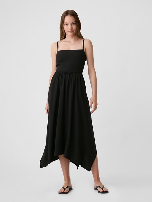 Image number 1 showing, Squareneck Handkerchief Hem Midi Dress