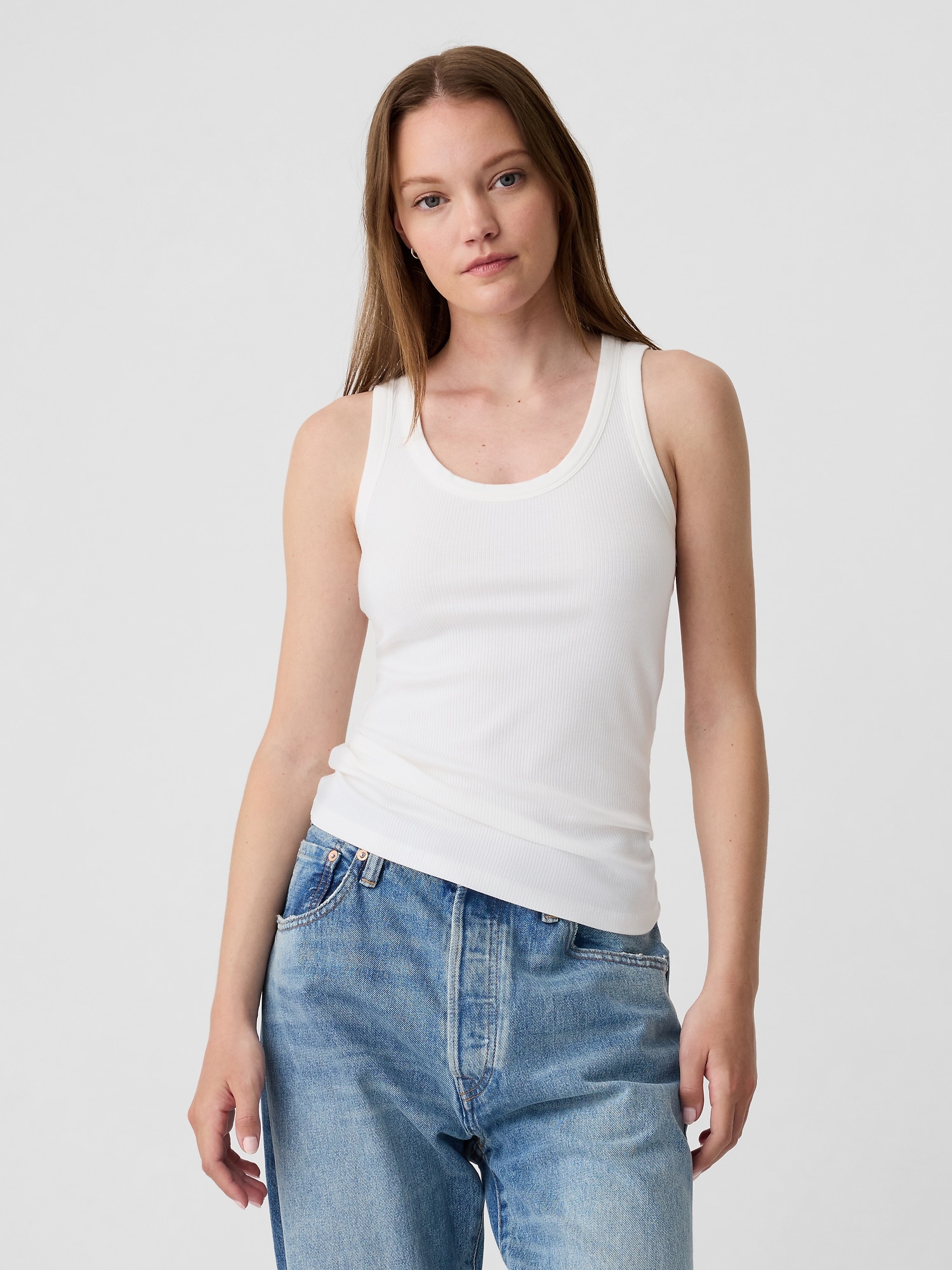 Ribbed Scoopneck Tank Top