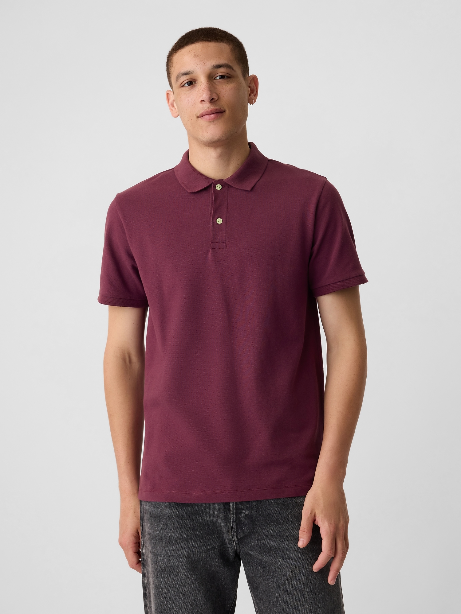 Stretch Pique Polo Shirt - Purple