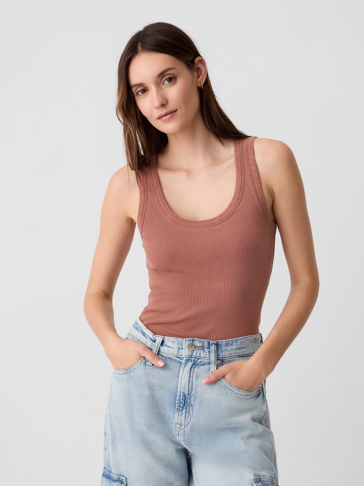 Ribbed Scoopneck Tank Top