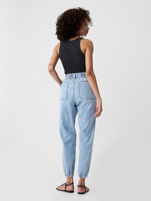 Image number 4 showing, High Rise Denim Girlfriend Utility Joggers